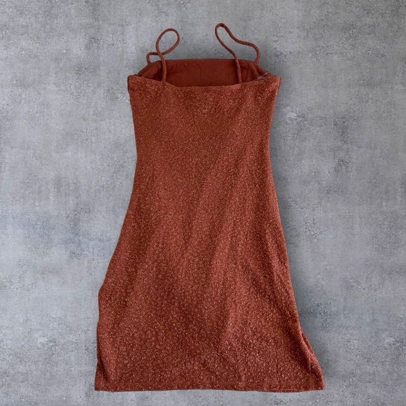 Windsor Shine on Ruched Glitter Mini Dress Rose Gold Sz: Small - Picture 4 of 11